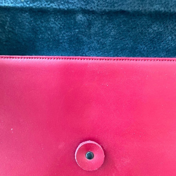 Barnes & Noble Burgundy Leather Document Holder Folio Organizer Clutch 8X6 - Picture 4 of 4